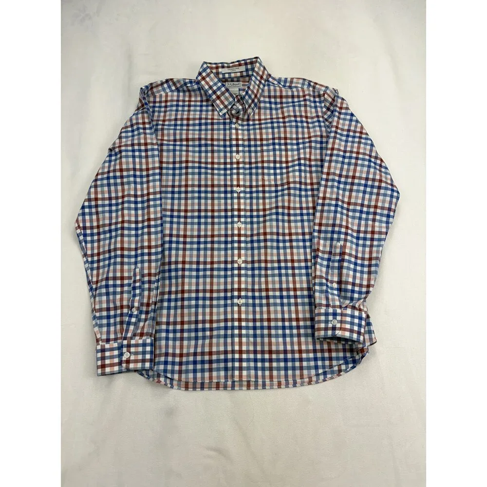 L.L.‎ Bean Men's XL Plaid Button-Down Dress Shirt